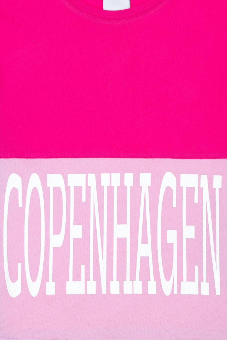 Kız Çocuk Fuşya Bisiklet Yaka Tişört - 50263380019