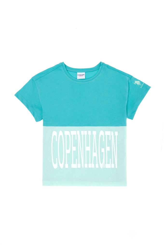 Kız Çocuk Mint Bisiklet Yaka Tişört