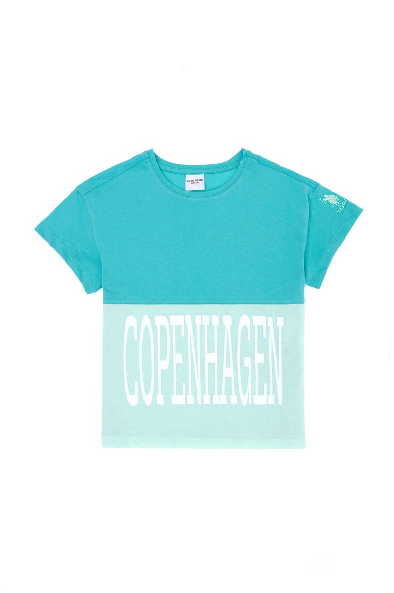 Kız Çocuk Mint Bisiklet Yaka Tişört