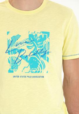 Erkek Açık Sarı Bisiklet Yaka Tişört - 50263483006