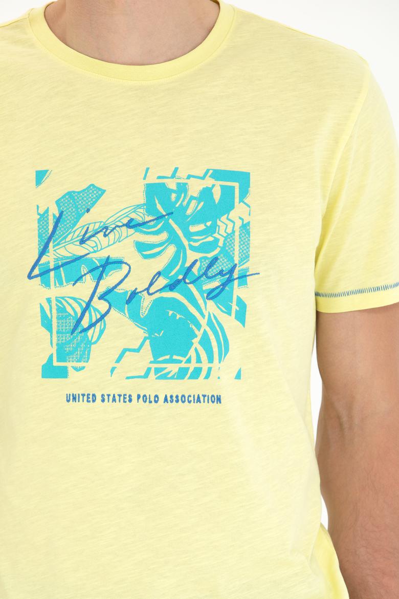 Erkek Açık Sarı Bisiklet Yaka Tişört - 50263483006