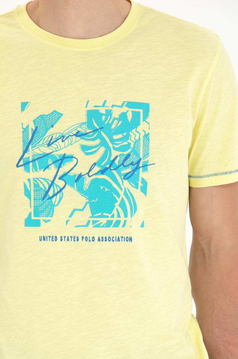 Erkek Açık Sarı Bisiklet Yaka Tişört