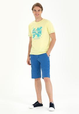 Erkek Açık Sarı Bisiklet Yaka Tişört - 50263483006