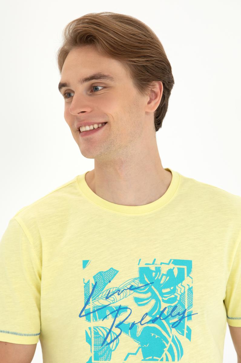 Erkek Açık Sarı Bisiklet Yaka Tişört