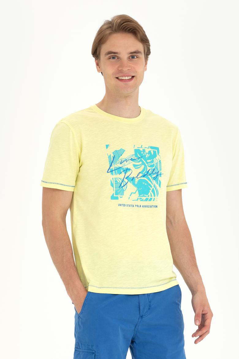 Erkek Açık Sarı Bisiklet Yaka Tişört - 50263483006