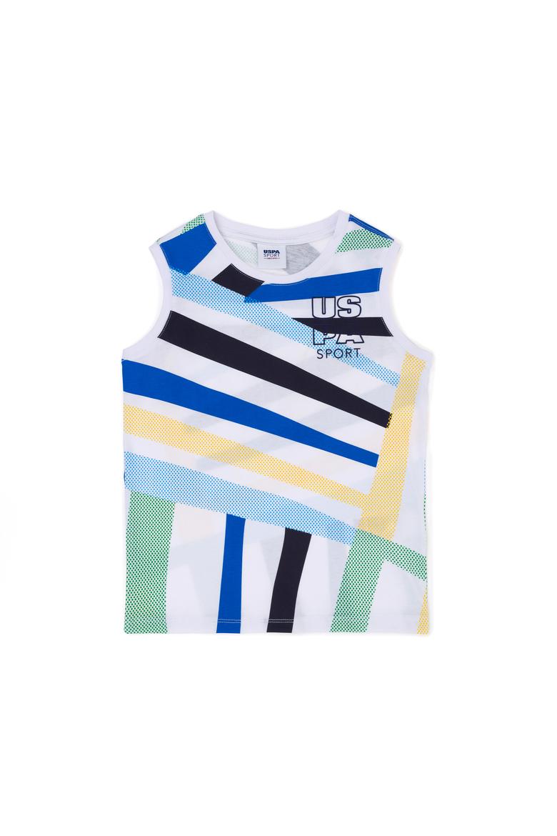 Erkek Çocuk Beyaz Bisiklet Yaka Kolsuz Tişört