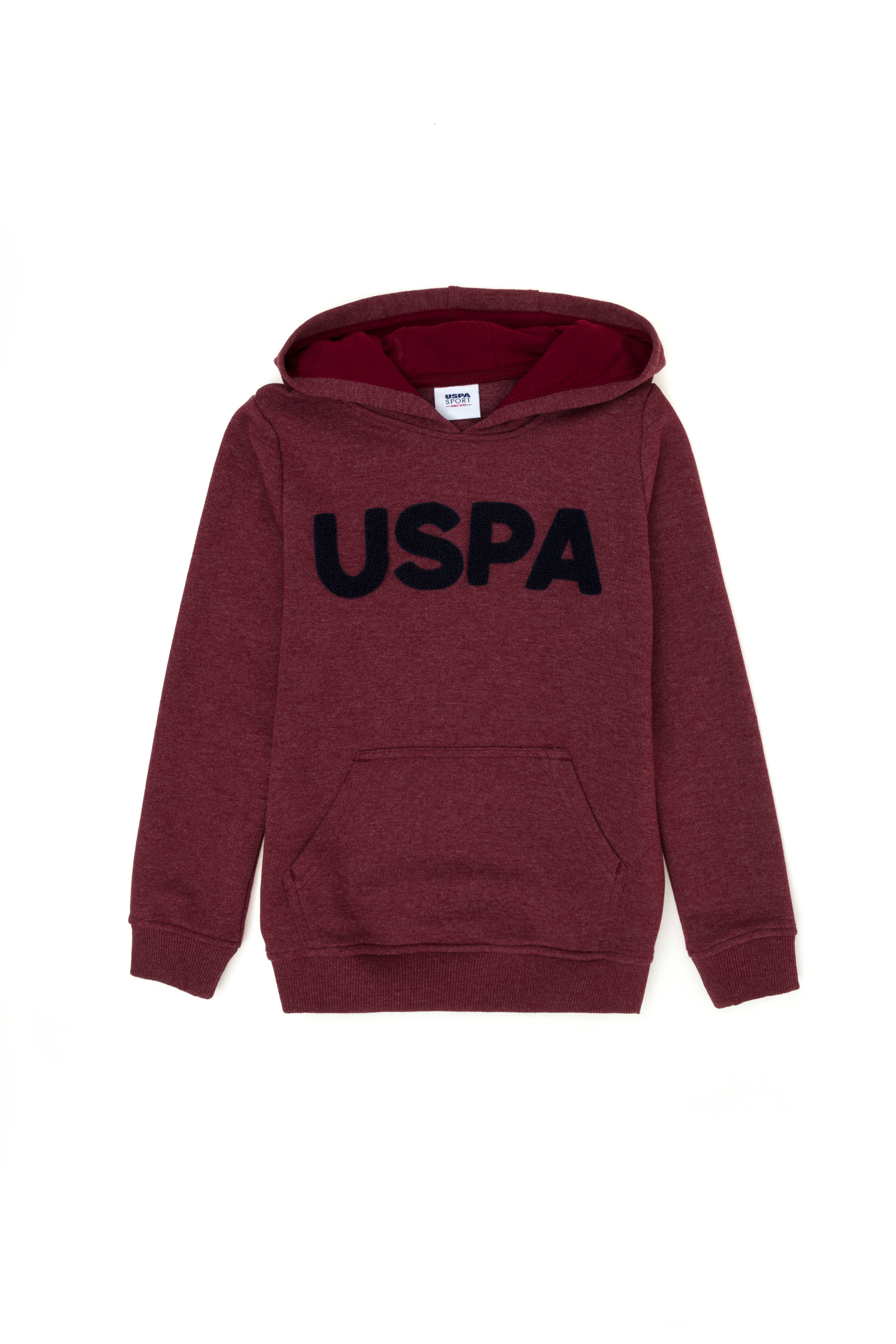 Çocuk Bordo Basic Kapüşonlu Sweatshirt - Image 1
