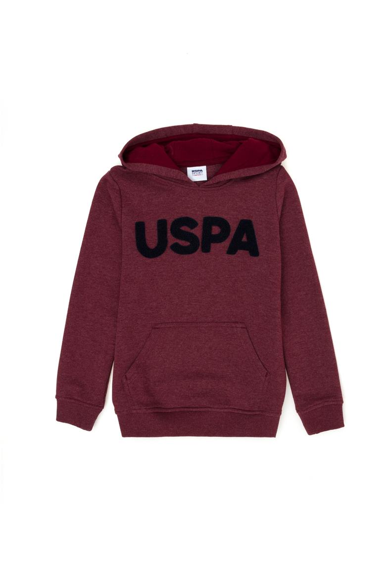 Çocuk Bordo Basic Kapüşonlu Sweatshirt