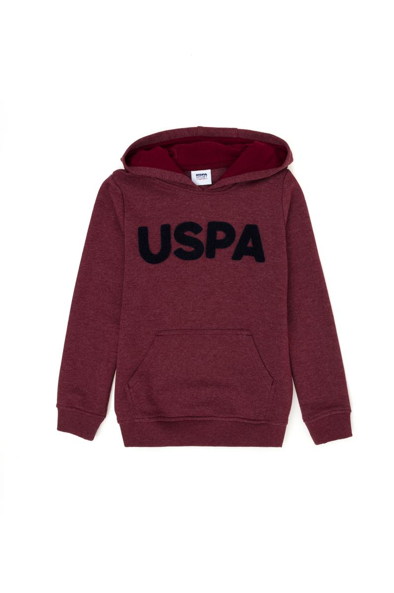 Çocuk Bordo Basic Kapüşonlu Sweatshirt