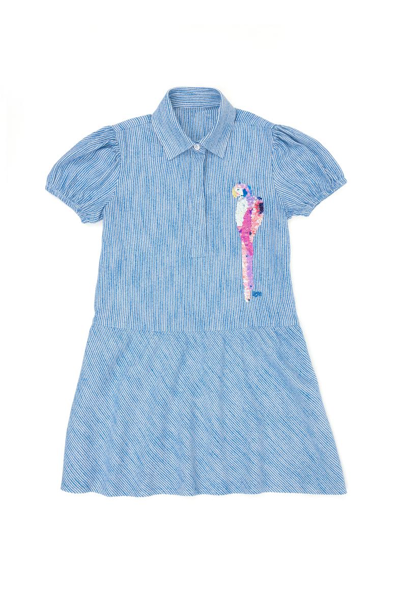 Kız Çocuk Saks Kısa Kol Dokuma Elbise