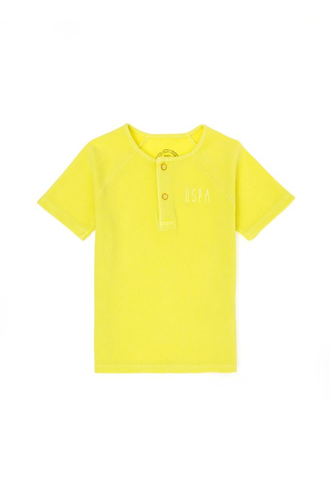 Çocuk Neon Sarı Bisiklet Yaka Tişört