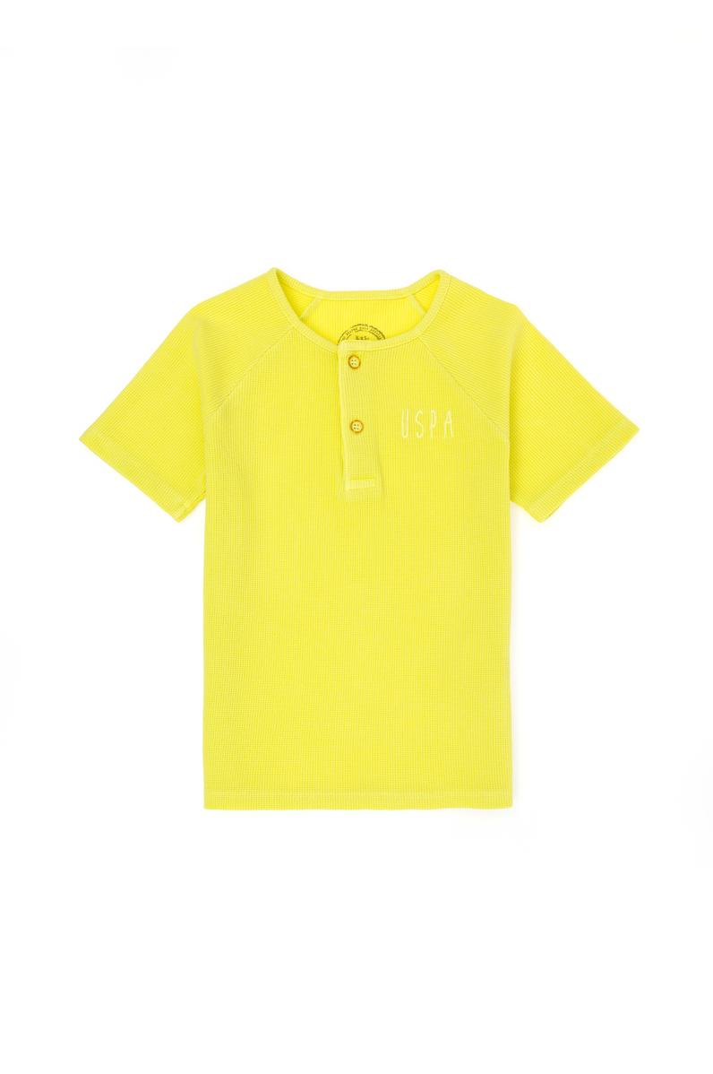 Çocuk Neon Sarı Bisiklet Yaka Tişört