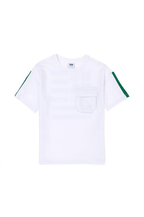 Erkek Çocuk Beyaz Bisiklet Yaka Oversize Tişört