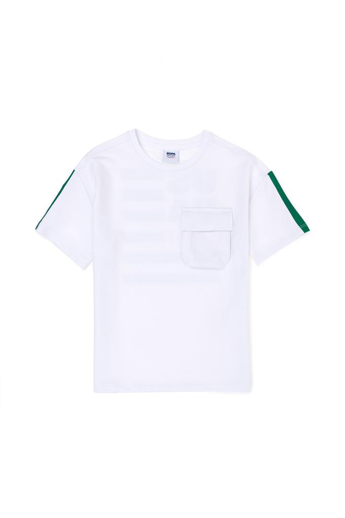 Erkek Çocuk Beyaz Bisiklet Yaka Oversize Tişört