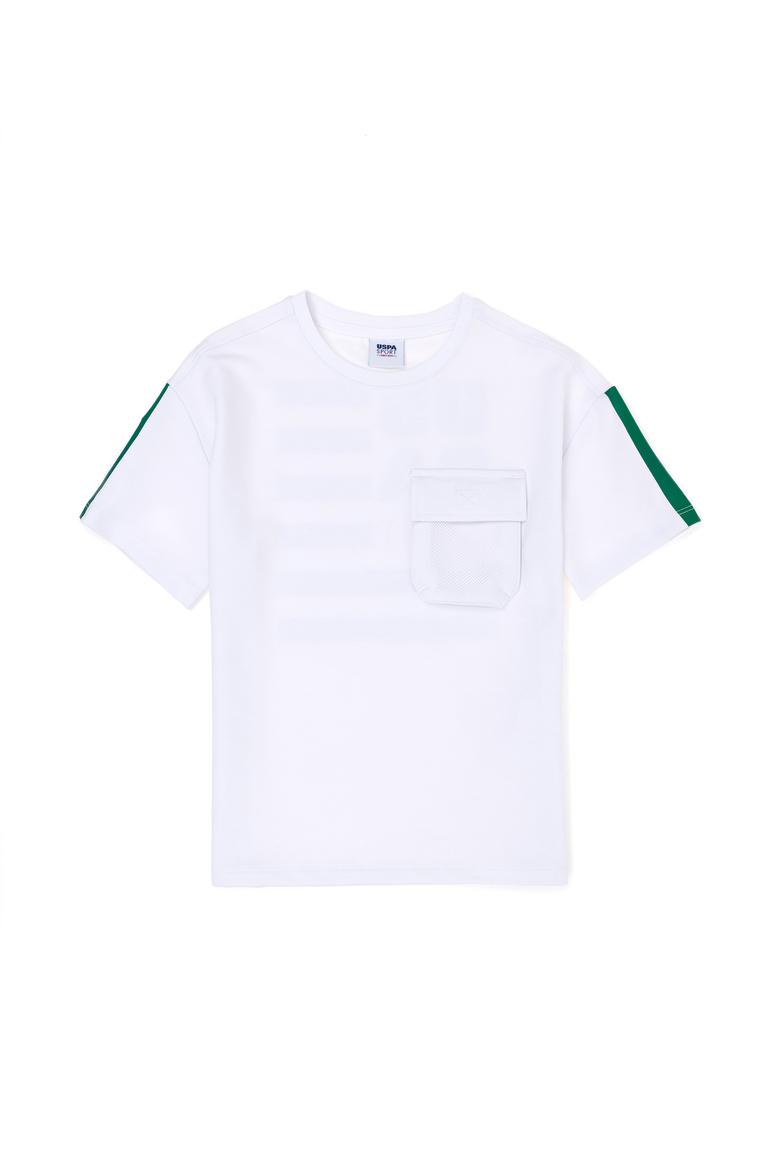 Erkek Çocuk Beyaz Bisiklet Yaka Oversize Tişört