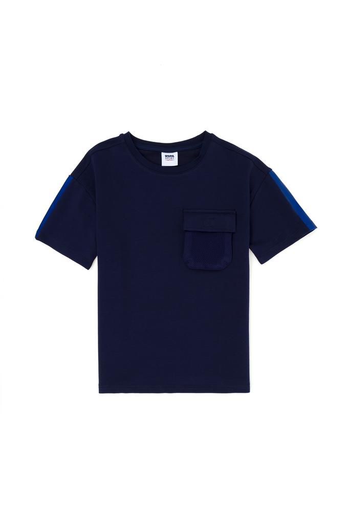 Erkek Çocuk Lacivert Bisiklet Yaka Oversize Tişört