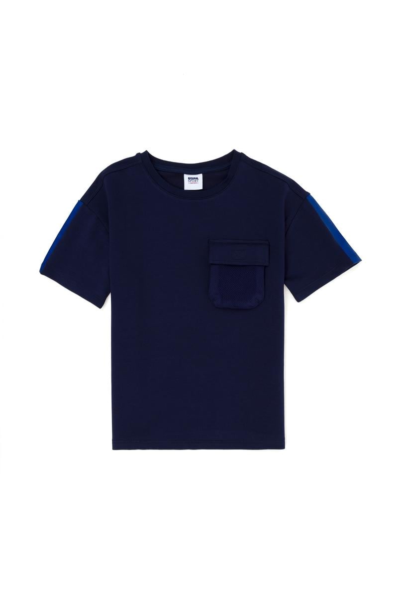 Erkek Çocuk Lacivert Bisiklet Yaka Oversize Tişört