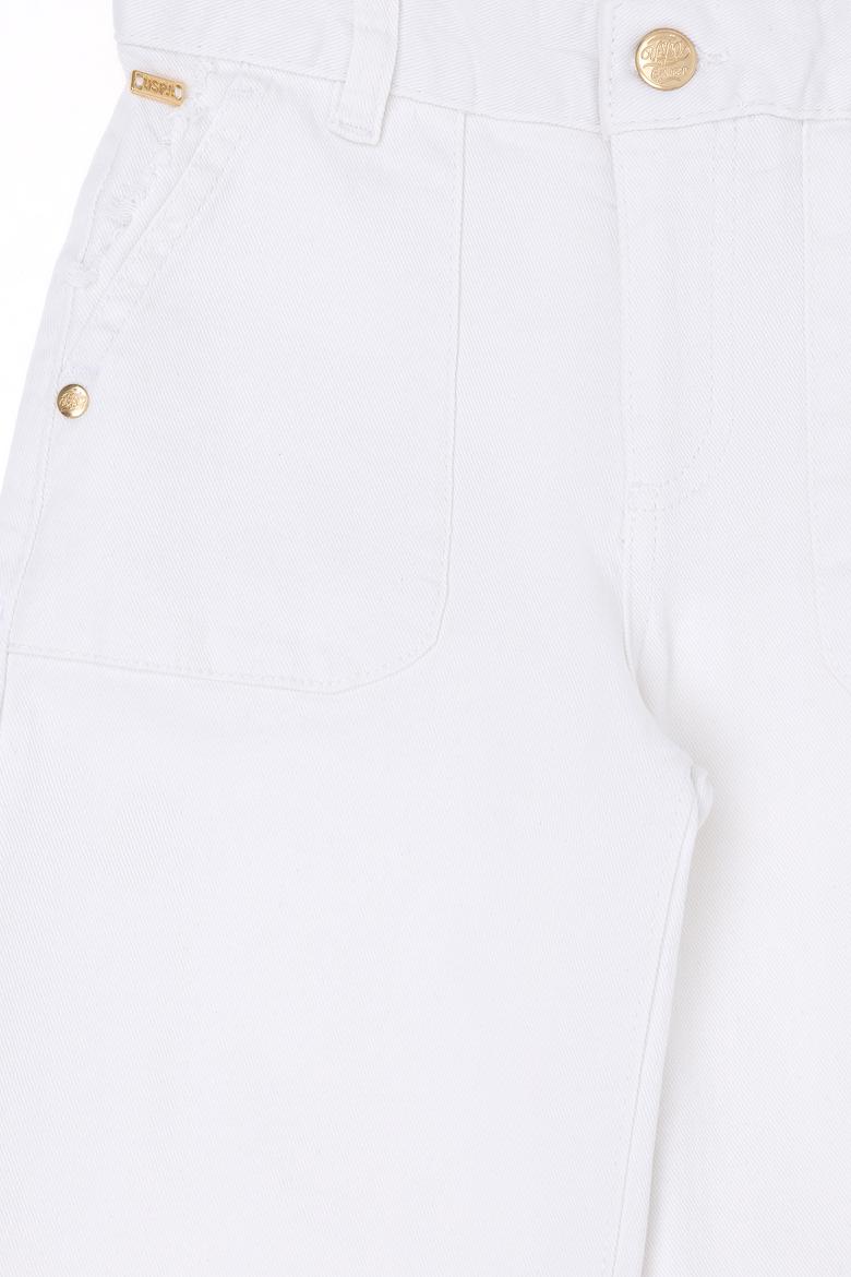 Kız Çocuk Beyaz Kanvas Pantolon - 50264079015