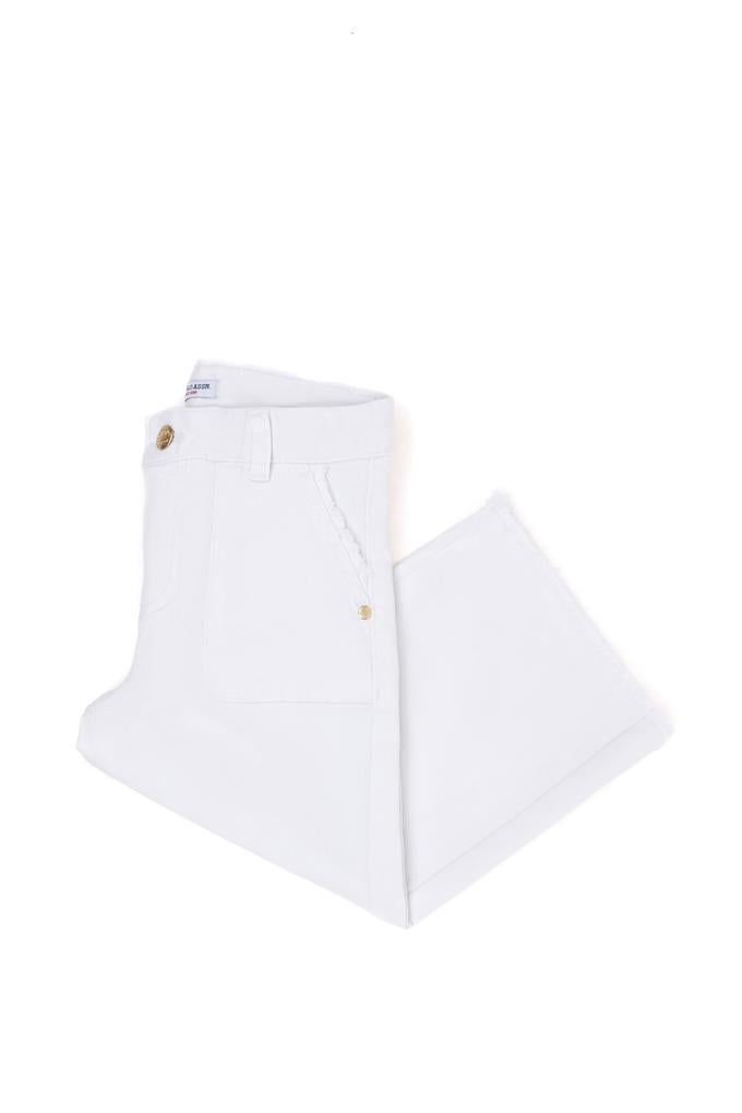 Kız Çocuk Beyaz Kanvas Pantolon