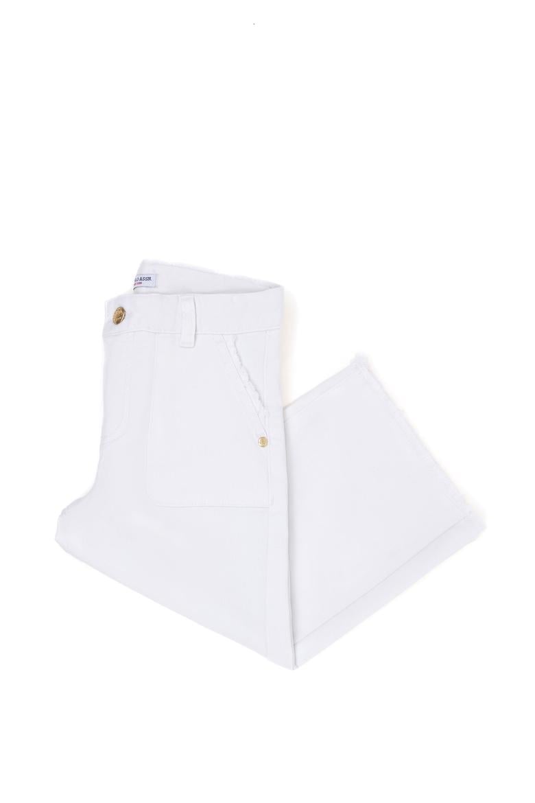 Kız Çocuk Beyaz Kanvas Pantolon