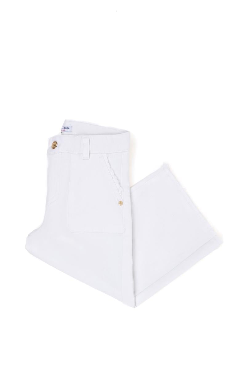 Kız Çocuk Beyaz Kanvas Pantolon