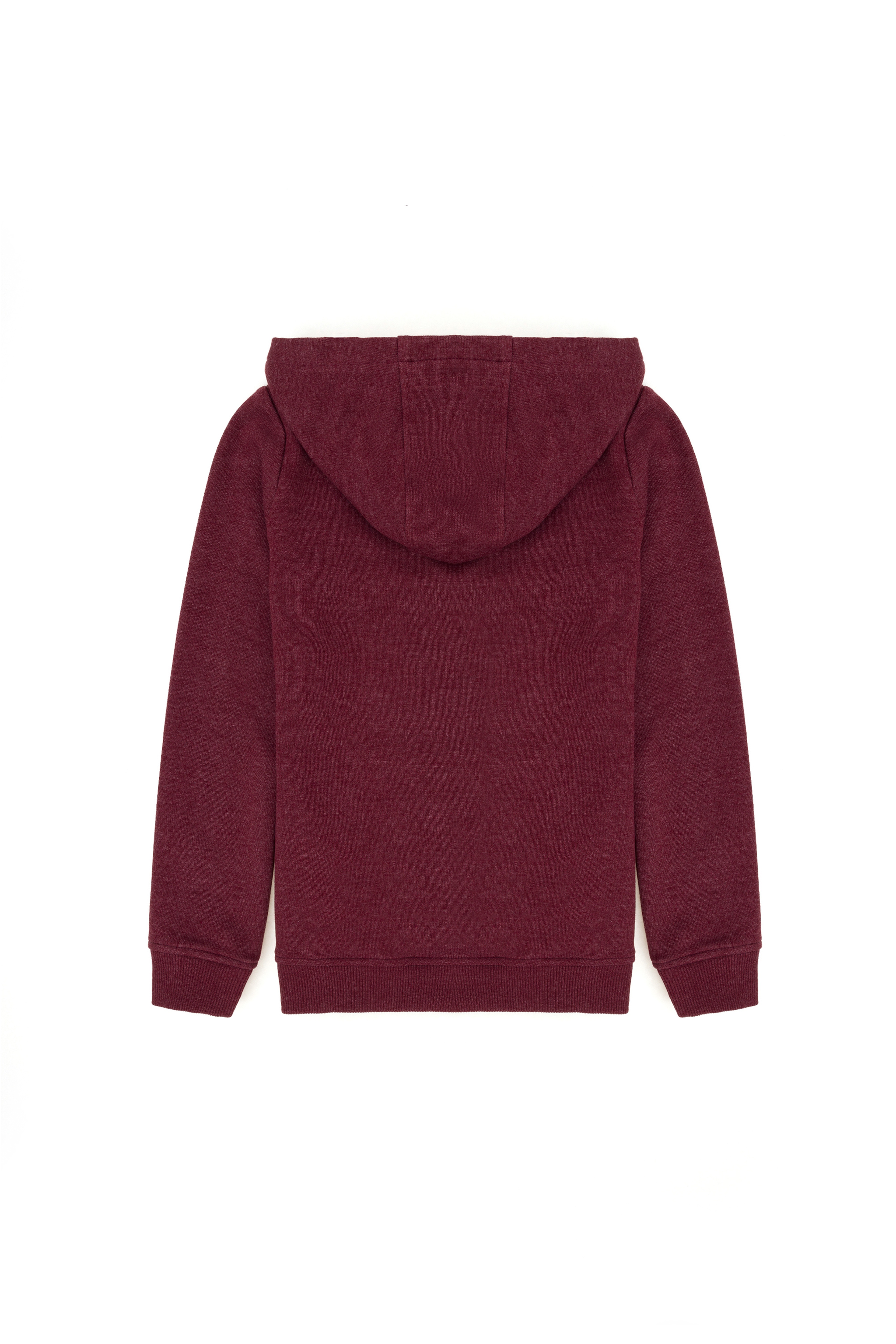 Çocuk Bordo Basic Kapüşonlu Sweatshirt - Image 2