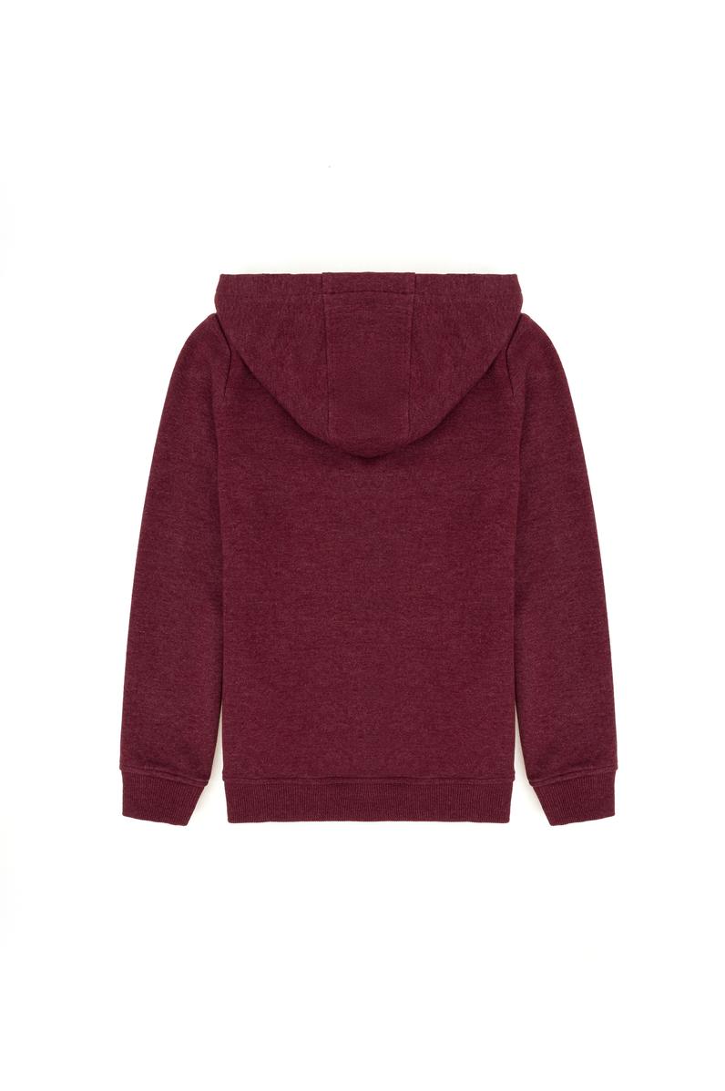 Çocuk Bordo Basic Kapüşonlu Sweatshirt