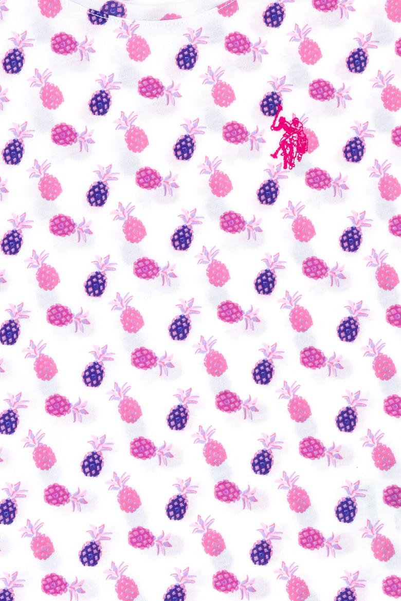 Kız Çocuk Beyaz Bisiklet Yaka Tişört - 50276876070