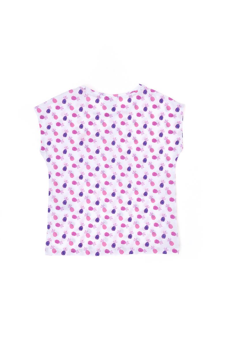 Kız Çocuk Beyaz Bisiklet Yaka Tişört - 50276876070