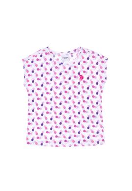 Kız Çocuk Beyaz Bisiklet Yaka Tişört - 50276876070