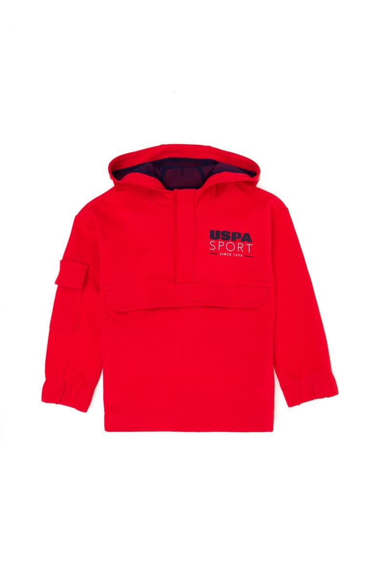 Çocuk Kırmızı Kapüşonlu Sweatshirt