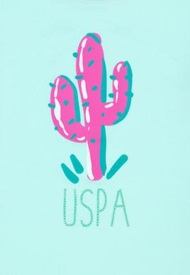 Kız Çocuk Su Yeşili Bisiklet Yaka Tişört - 50265397004