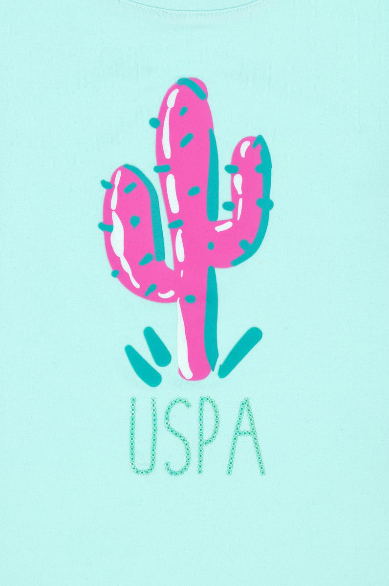 Kız Çocuk Su Yeşili Bisiklet Yaka Tişört