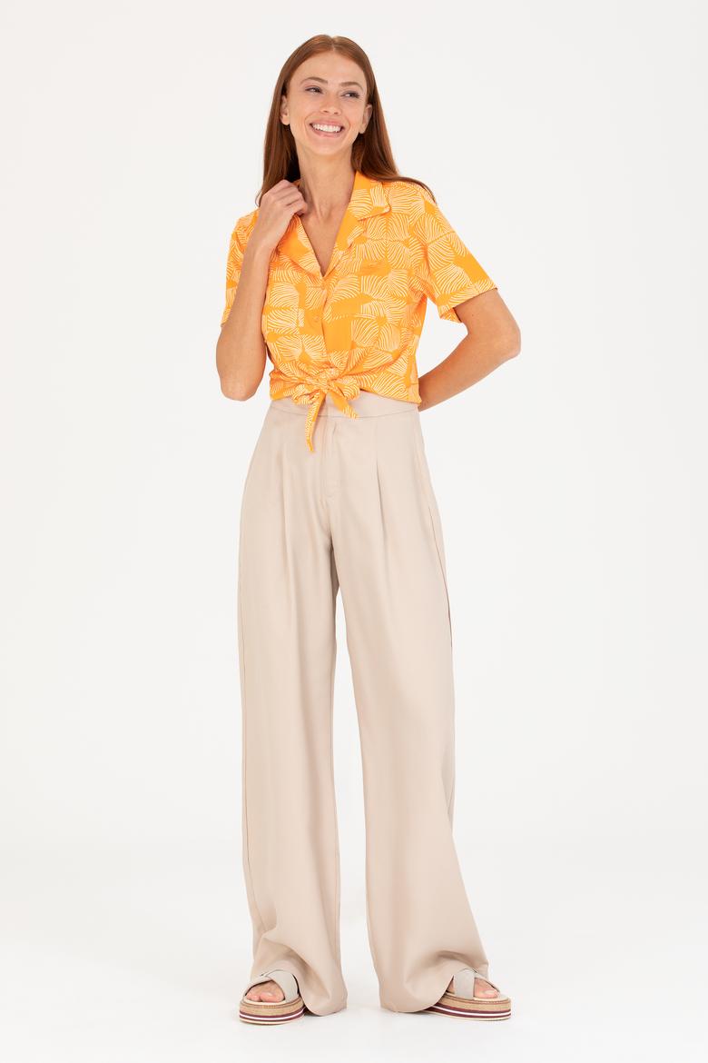 Kadın Turuncu Örme Gömlek - 50267598007