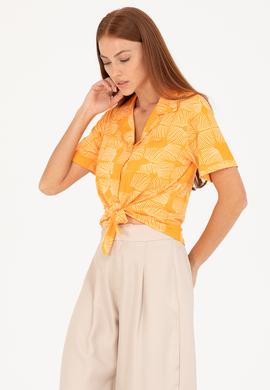 Kadın Turuncu Örme Gömlek - 50267598007