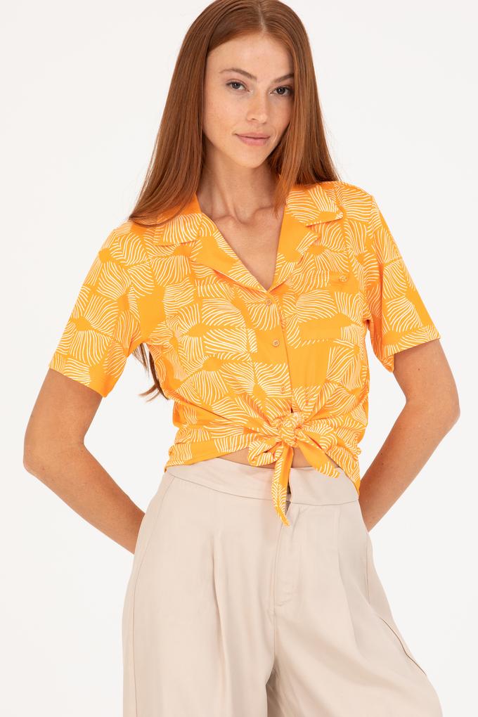 Kadın Turuncu Örme Gömlek