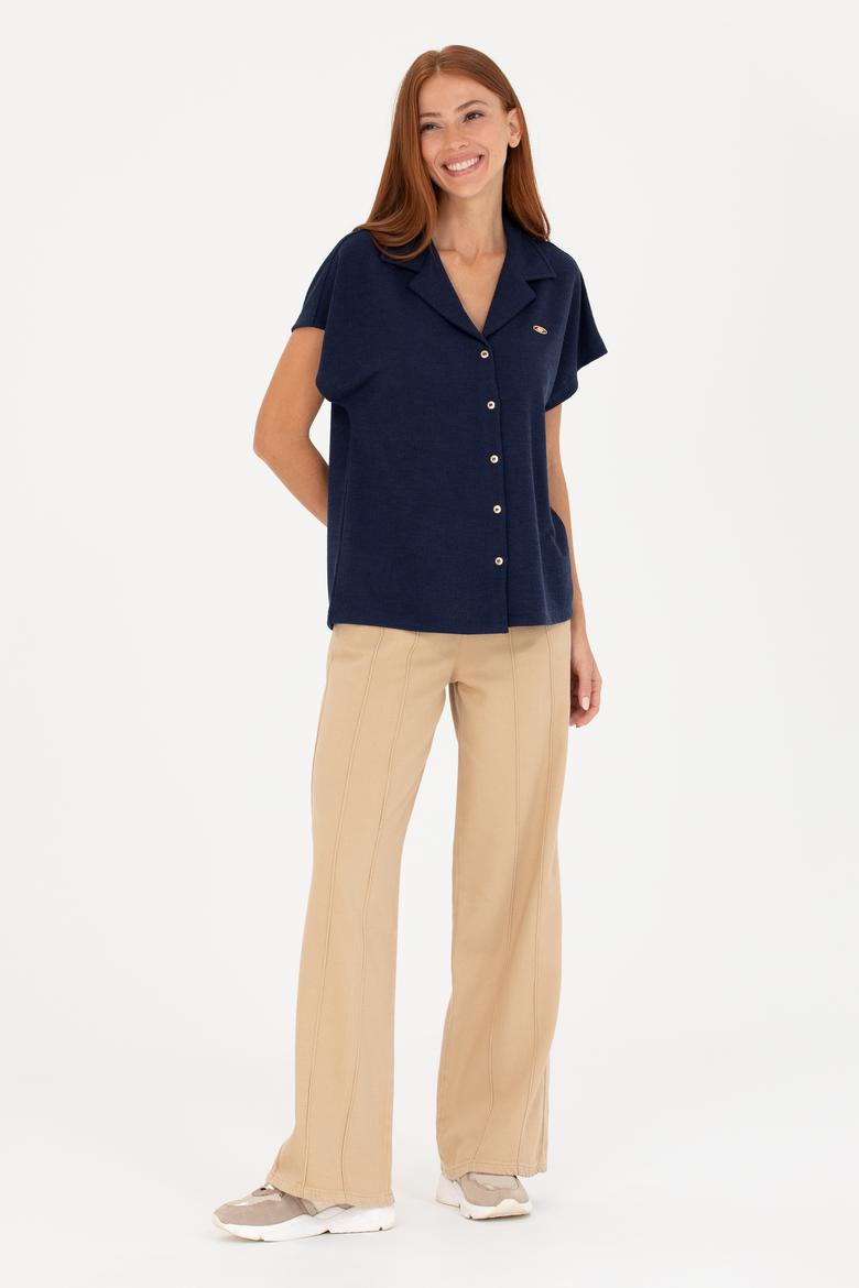 Kadın Lacivert Örme Gömlek - 50268146005