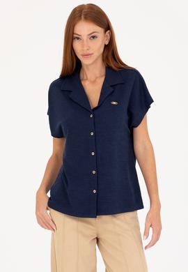 Kadın Lacivert Örme Gömlek - 50268146005