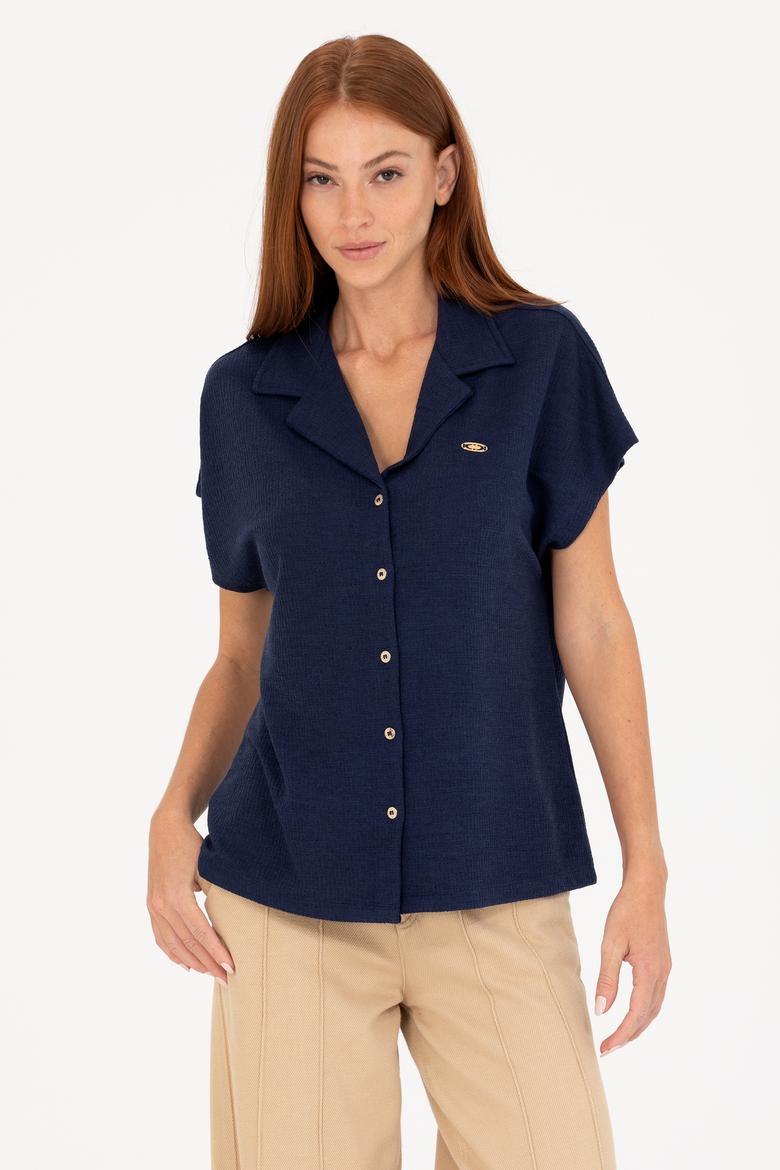 Kadın Lacivert Örme Gömlek - 50268146005