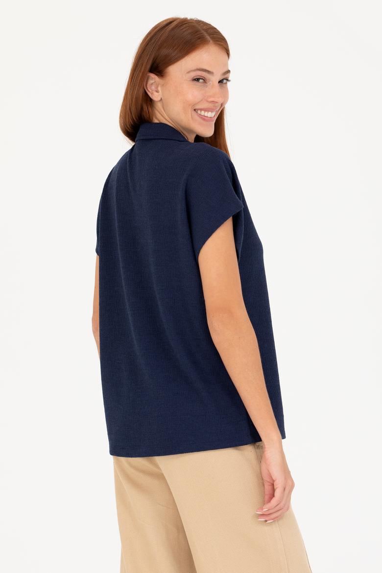 Kadın Lacivert Örme Gömlek - 50268146005