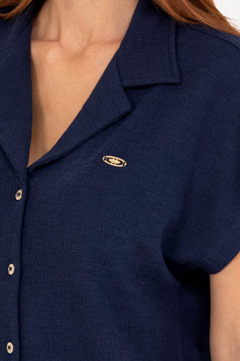 Kadın Lacivert Örme Gömlek - 50268146005