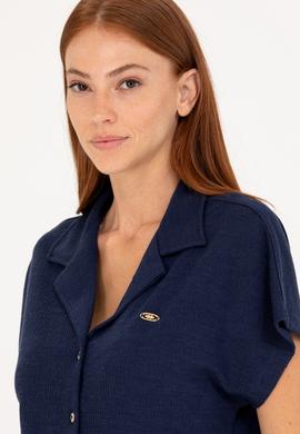 Kadın Lacivert Örme Gömlek - 50268146005