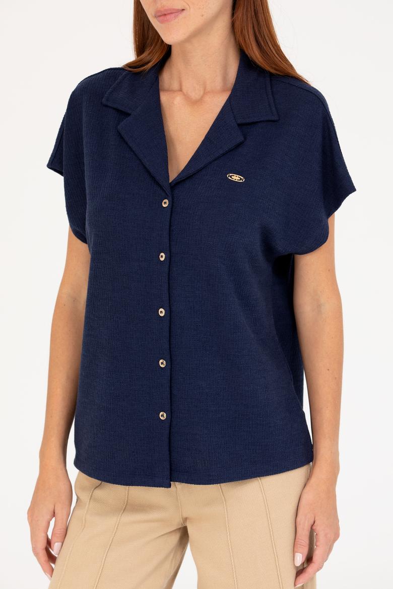 Kadın Lacivert Örme Gömlek - 50268146005