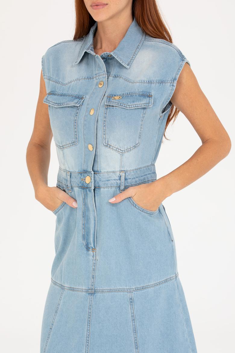 Kadın Mavi Jean Elbise - 50263047002