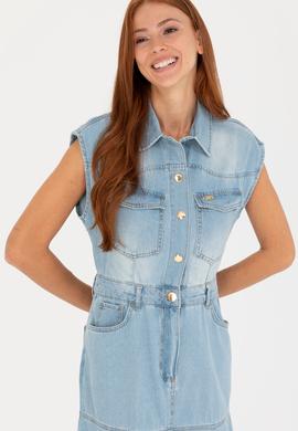 Kadın Mavi Jean Elbise - 50263047002