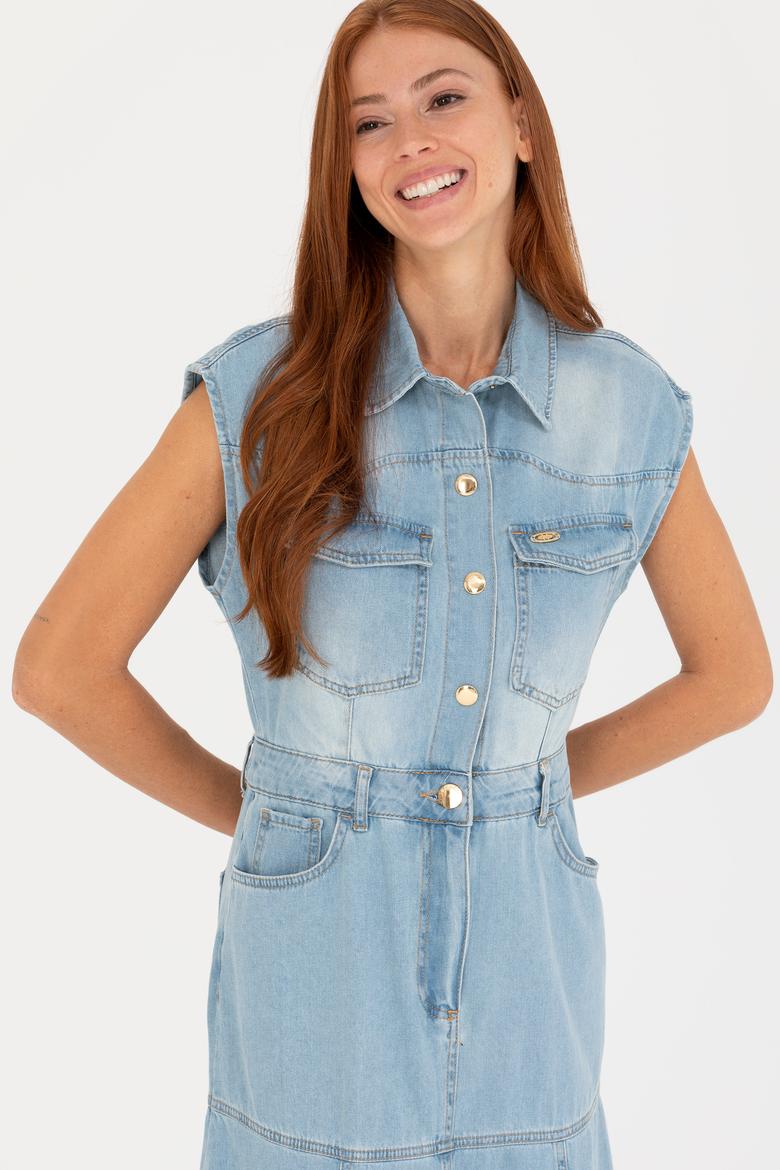 Kadın Mavi Jean Elbise - 50263047002