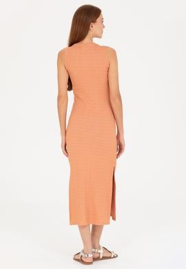 Kadın Kiremit Bisiklet Yaka Midi Boy Örme Elbise - 50263597033