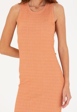 Kadın Kiremit Bisiklet Yaka Midi Boy Örme Elbise - 50263597033