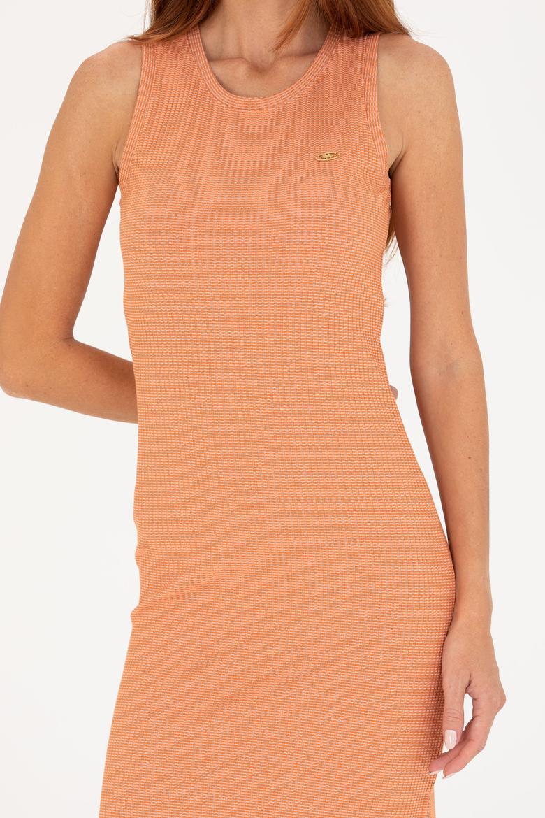 Kadın Kiremit Bisiklet Yaka Midi Boy Örme Elbise - 50263597033