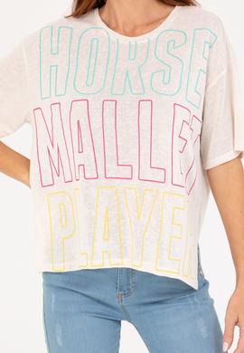 Kadın Krem Bisiklet Yaka Tişört - 50263604027